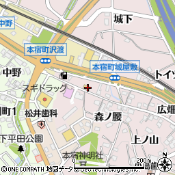 愛知県岡崎市本宿町城屋敷2周辺の地図