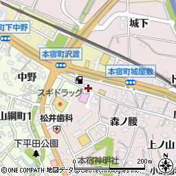 愛知県岡崎市本宿町（沢渡）周辺の地図
