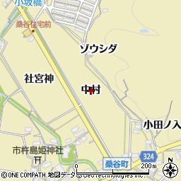 愛知県岡崎市桑谷町（中村）周辺の地図