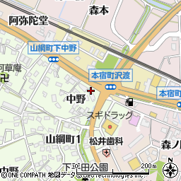 愛知県岡崎市山綱町下平田周辺の地図