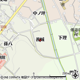 愛知県岡崎市羽栗町善城周辺の地図