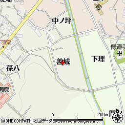 愛知県岡崎市羽栗町（善城）周辺の地図