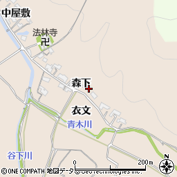 愛知県岡崎市上衣文町森下周辺の地図