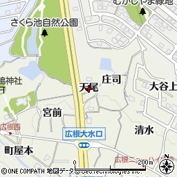 兵庫県川辺郡猪名川町広根天尾周辺の地図
