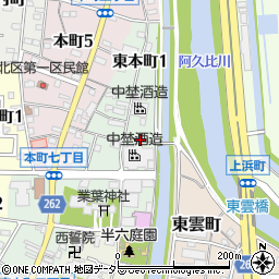 愛知県半田市東本町周辺の地図