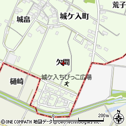 愛知県安城市城ケ入町欠間周辺の地図