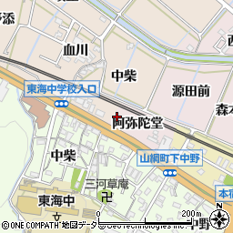 愛知県岡崎市本宿町阿弥陀堂周辺の地図