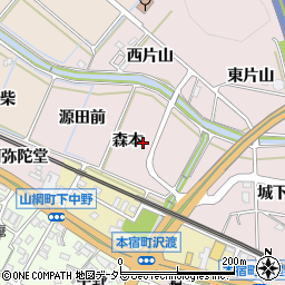 愛知県岡崎市本宿町森本周辺の地図