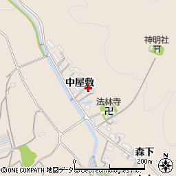 愛知県岡崎市上衣文町中屋敷周辺の地図