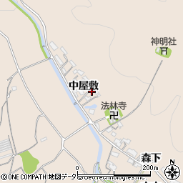 愛知県岡崎市上衣文町（中屋敷）周辺の地図