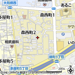 愛知県常滑市森西町周辺の地図
