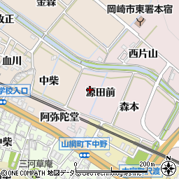 愛知県岡崎市本宿町（源田前）周辺の地図