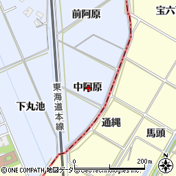 愛知県岡崎市上地町中阿原周辺の地図