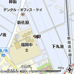 愛知県岡崎市上地町中野周辺の地図