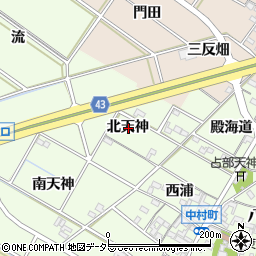 愛知県岡崎市中村町北天神周辺の地図