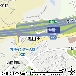愛知県常滑市黒山周辺の地図