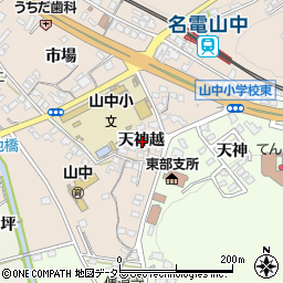 愛知県岡崎市舞木町天神越周辺の地図