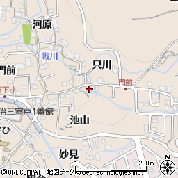 京都府宇治市莵道只川43周辺の地図