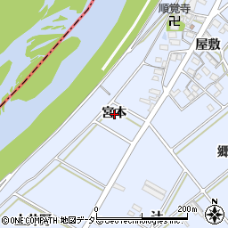 愛知県西尾市高落町宮本周辺の地図