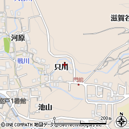 京都府宇治市莵道只川周辺の地図
