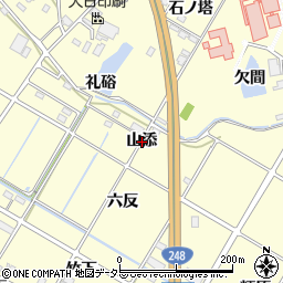 愛知県額田郡幸田町坂崎山添周辺の地図