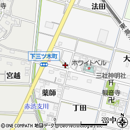 愛知県岡崎市下三ツ木町西ノ宮40周辺の地図