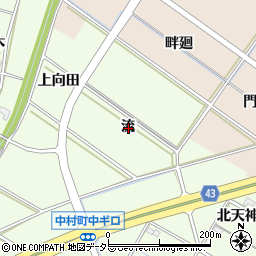 愛知県岡崎市中村町流周辺の地図