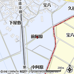 愛知県岡崎市上地町前阿原周辺の地図