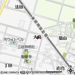 愛知県岡崎市下三ツ木町大島周辺の地図