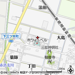 愛知県岡崎市下三ツ木町西ノ宮23周辺の地図