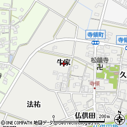 愛知県安城市寺領町牛家周辺の地図