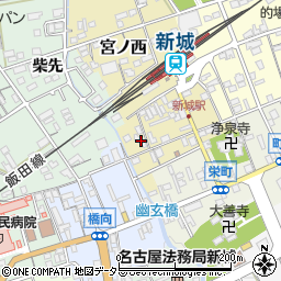 中日新聞新城西専売所周辺の地図