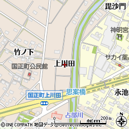 愛知県岡崎市国正町上川田周辺の地図