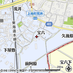 愛知県岡崎市上地町宝六5周辺の地図