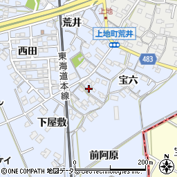 愛知県岡崎市上地町下屋敷33周辺の地図