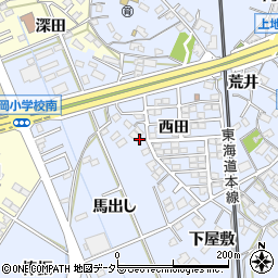 愛知県岡崎市上地町周辺の地図