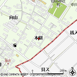 愛知県安城市城ケ入町本割周辺の地図