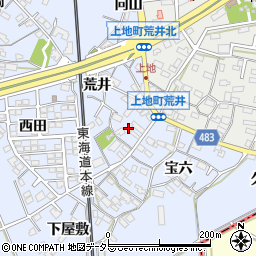 愛知県岡崎市上地町荒井10周辺の地図