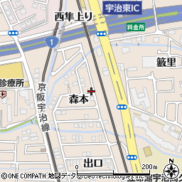 京都府宇治市莵道森本周辺の地図