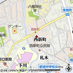 愛知県新城市西新町周辺の地図