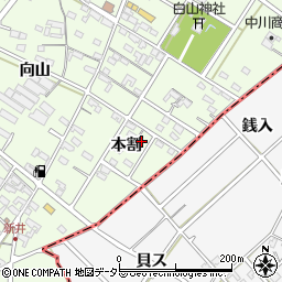 愛知県安城市城ケ入町本割58周辺の地図
