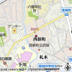 愛知県新城市西新町周辺の地図
