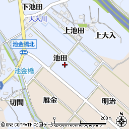 愛知県岡崎市池金町池田周辺の地図