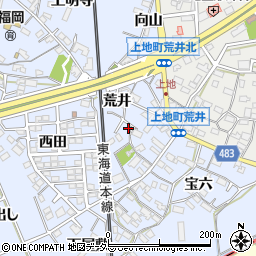 愛知県岡崎市上地町荒井21周辺の地図