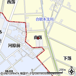 愛知県岡崎市合歓木町南落周辺の地図
