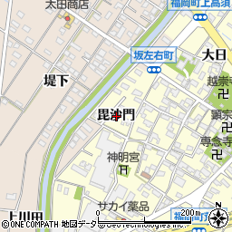 愛知県岡崎市福岡町毘沙門周辺の地図