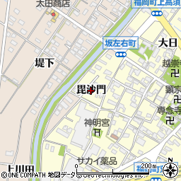 愛知県岡崎市福岡町（毘沙門）周辺の地図