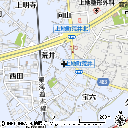 愛知県岡崎市上地町荒井28周辺の地図