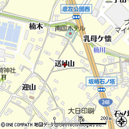 愛知県額田郡幸田町坂崎送り山周辺の地図