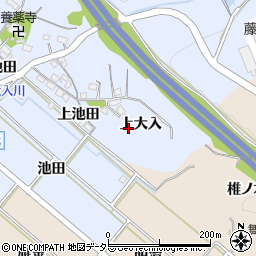 愛知県岡崎市池金町上大入周辺の地図